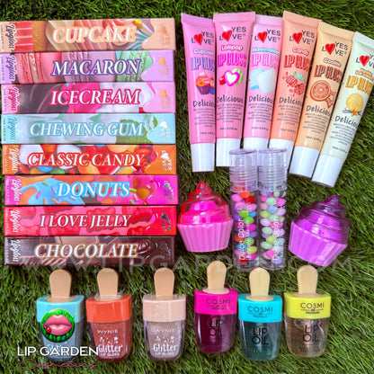 PACK SWEET GARDEN | 8 LABIALES SORPRESA · LIP CANDY SHOP | LIP GARDEN