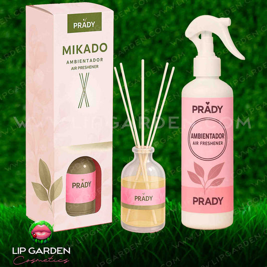 DUO AMBIENTADOR SPRAY Y MIKADO PRADY | AROMAS VARIADOS