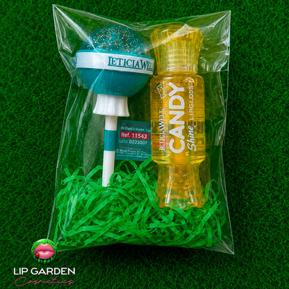 LIP COMBO CANDY-  2 GLOSS CON FORMA DE CHUPACHUPS Y CARAMELO - LIP GARDEN