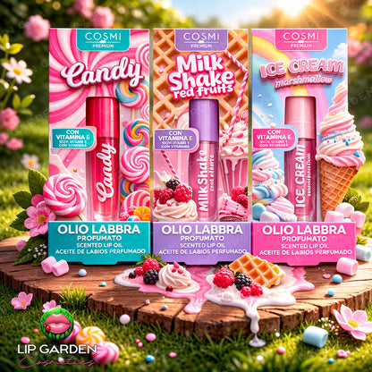 LIP OIL BICOLOR CON VITAMINA E | MARSHMALLOW, CANDY Y MILKSHAKE