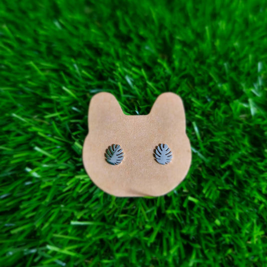 PENDIENTES MONSTERA PLATEADOS