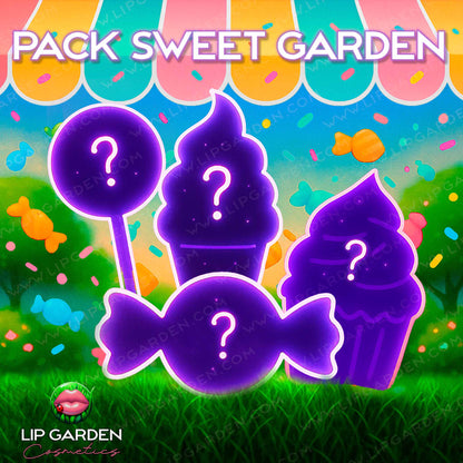 PACK SWEET GARDEN | 4 LABIALES SORPRESA · LIP CANDY SHOP | LIP GARDEN