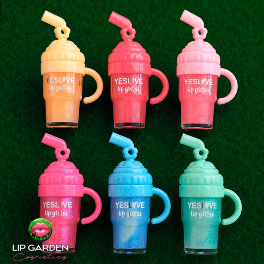 LIP GLOSS GLITTER - SORBETE EN VASO - 6 TONOS Y AROMAS